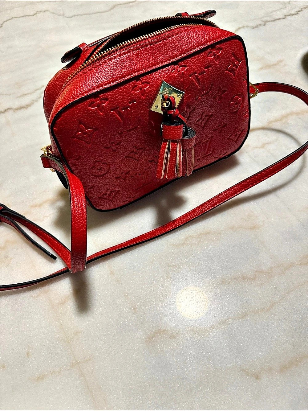 Louis Vuitton Saintonge Monogram Empreinte Red Crossbody Bag